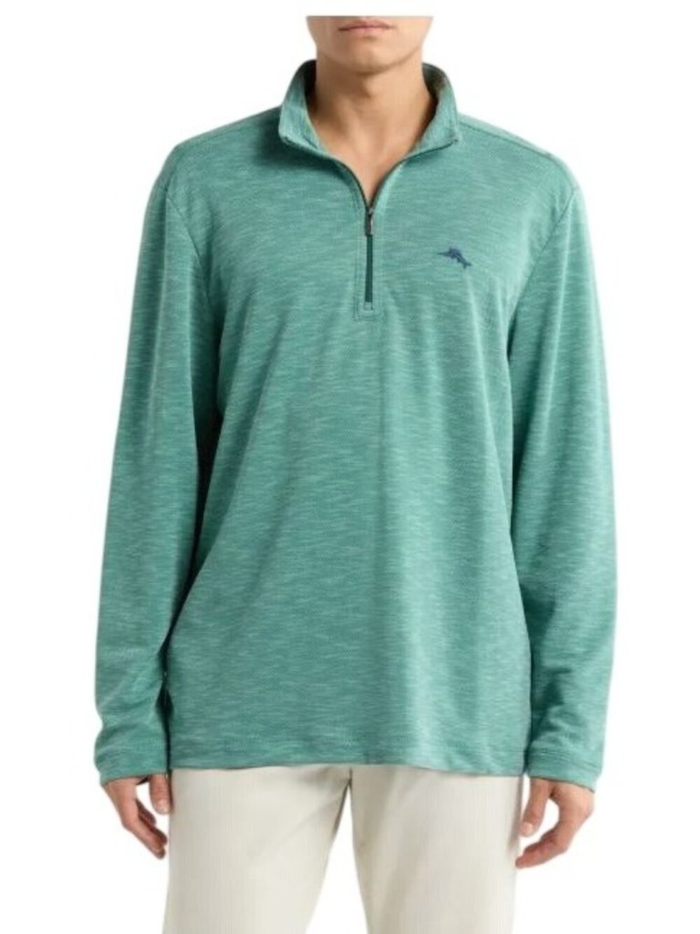 Tommy Bahama Mens Green Half Zip Pullover Carmel Bay Top Activewear Sz L NEW